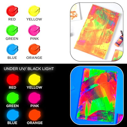 BLUEBIRD Studio Acrylic Paints, Neon Colors, 6-Pack 3.4 Fl Oz each, Basic Acrylic Paint For DIY Crafts & Beginner Artists - color: NEON COLORS, (6-Pack, 3.4 Fl Oz each)