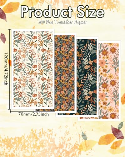 Puocaon Transfer Paper for Polymer Clay, 4 Design 20 Pcs Retro Flower Clay Transfer Paper for Polymer Clay Earrings, Vintage Flower Daisy Transfer Paper Clay Jewelry Making Oil Painting Jewelry