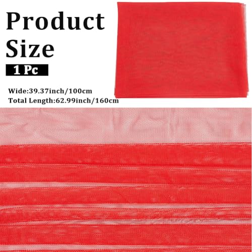 63 Inch Red Tulle Fabric Polyester Mesh Netting by The Yard Breathable Mosquito Sheer Fabrics Soft Wedding Voile Solid Gauze Cloth for Sewing Making Craft Clothes Dresses Home Decor DIY - color: Red