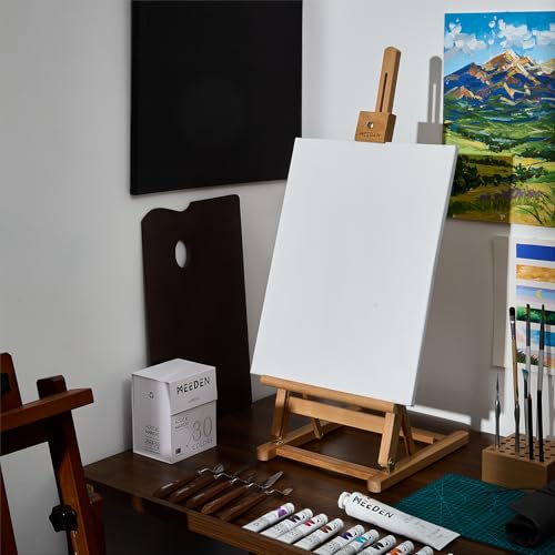 MEEDEN Large Wooden Tabletop H-Frame Easel, 38'' High, Solid Beech Wood Table Easel for Painting Canvas 22'' Max, Studio Desktop Art Easel Stand for Painting & Displaying,for Artists & Beginners