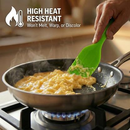 8-Piece Small Silicone Spatula Set, 8.5" Heat Resistant Scrapers | Seamless 8.5-inch small rubber scrapers for baking and mixing. One-piece hygienic design. Dishwasher safe. 8-color set
