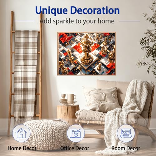 AUKELHJ Diamond Art Kits for Adults, Chess Diamond Painting, 12x16 Inch - color: 07-Chess