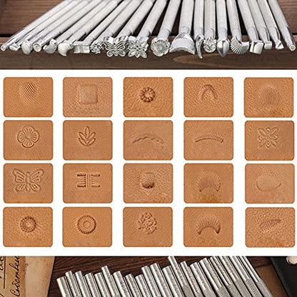 Leather Stamping Tools, Leather Carving Tool Kit, Saddle Making Tools Set - color: Large Set