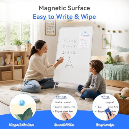 Maxtek Easel Whiteboard 36 x 24 in, Stand Tripod with Height Adjustable | 3' x 2' Magnetic Dry Erase Surface, Flipchart Stand, Portable Tripod Easel for Office, Teaching, Home and Classroom - style: 36x24 White