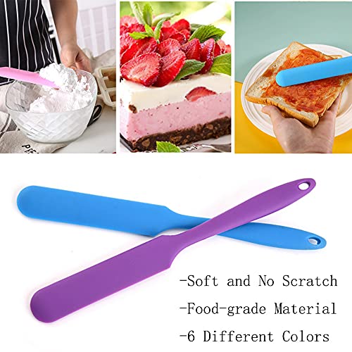 Small Silicone Spatulas Bulk for Kitchen, Baking, Cake Icing, Resin Craft(set of 6), Mini Silicon Scraper Tool, Jar Spatula with Long Handle Heat Resistant, Waxing Sticks Large with Slant for Hard Wax | Mini Silicone Spatula Bulk for Kitchen, Baking, Cake
