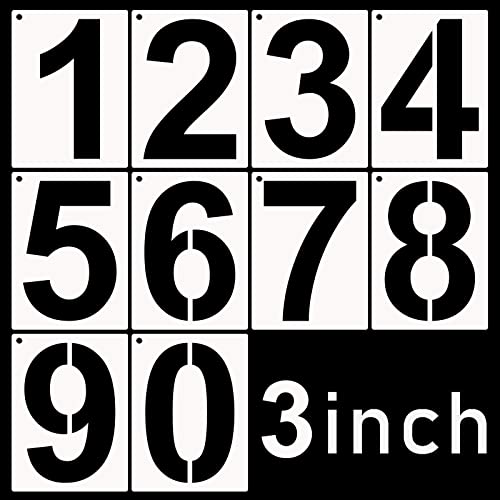 DXCYZ 3 Inch Tall Number Stencils Kit 0-9 Address Number Stencil, 10PCS Reusable Plastic Painting Number Templates for Mailbox Signs, Door, Cars, Trucks, Home, Business, Window - size: 3 Inch