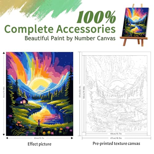 ZTOTZ Paint by Numbers Kit for Adults,Aurora Borealis Painting by Numbers16x20 Canvas,Landscape Paint by Number Kits for Home Decor - color: C-001-pink aurora
