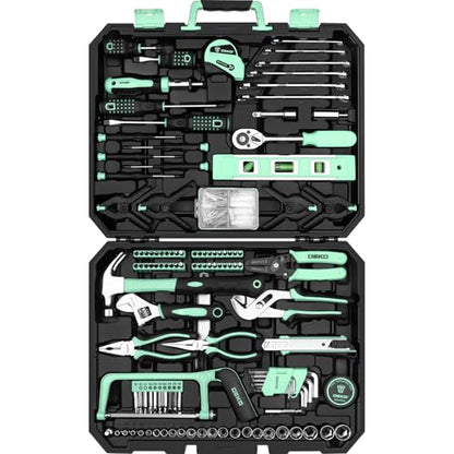 DEKOPRO Tool Set: 228 Piece Home Tool Kit, Household Basic Repair Tool Set Comes with Storage ToolBox, Socket Wrench Set for Car, Hand Tool Box Set for Home - Turquoise - color: Turquoise