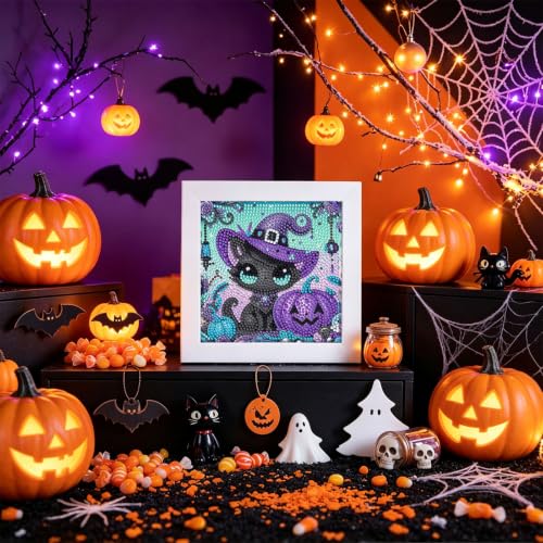 Cat Diamond Art Painting Kits for Kids with Frame Ages 4-8-12 (7x7 inch) - color: CC1207