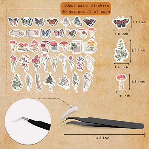 200Pcs Vintage Scrapbook Stickers, Aesthetic Junk Journal Stamping Supplies Kit, Scrapbooking Ephemera Washi Paper for Bullet Journaling Planners Diary Collage - style: Forest