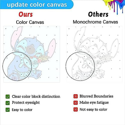 KOJEFCV 4 Pack Cartoon Paint by Number for Kids with Wooden Frame - color: MT10713+MT10714+MT11041+MT11279