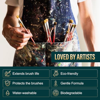 Oil Paint Brush Cleaner and Restorer-Paintbrush Cleaner for Acrylic, Oil, and Glass Paints-Biodegradable, Non-Toxic, Odorless, Eco-Friendly, Quick-Clean Formula Paint Remover (1 Gallon) - size: 128 Fl Oz (Pack of 1)