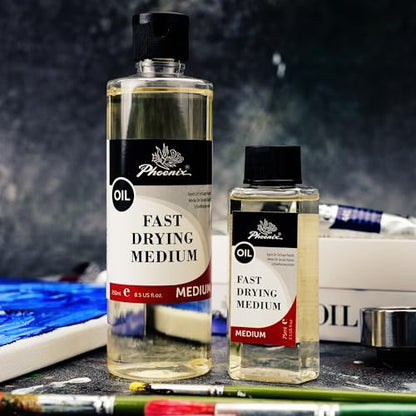 PHOENIX Fast Drying Oil Medium - 8.5 Fl oz. / 250ml Bottle | Painting Medium Quick Dry Alkyd Liquid for Glazing, Improves Flow & Extends Oil Paint - style: Fast Drying Medium 8.5 Fl Oz.