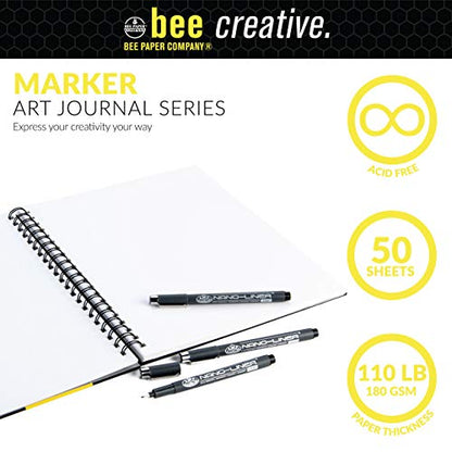 Bee Paper - 8.5"x 11" Bee Creative Marker Drawing Journal - size: 8-1/2-inch X 11-inch, 50 Sheet Art Journal, style: Marker Art Journal