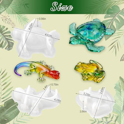 Animal Resin Molds, Set of 3 Frog Lizard Turle Casting Molds - color: 3 Pcs Animal Resin Molds