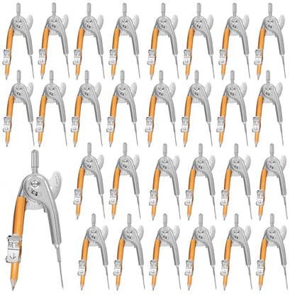 30 Pieces Metal Geometry Compass with Pencil, 5 Inch Precision Drafting Compass for Office Woodworking Art Drawing