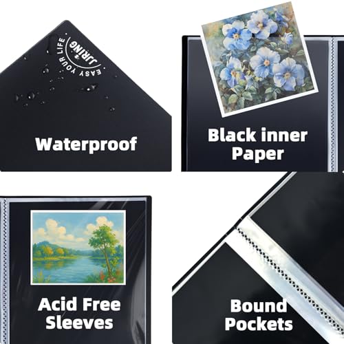 18x24 Black Art Portfolio Folder Displaying 48 Pages with Plastic Sleeves - color: Black, size: 18*24