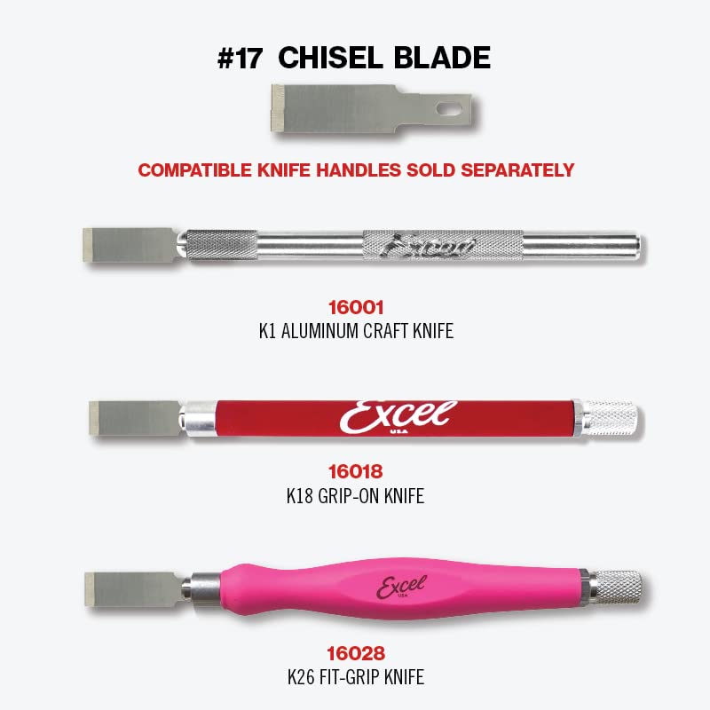 Excel Blades #17 50-Pack Chisel Craft Knife Blades, Carbon Steel, USA Made - size: Pack of 50