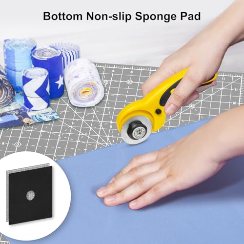 12"x12" Rotating Cutting Mat, Self Healing Mat with 360-Degree Rotation & Anti-Slip Base, Sewing Board Cutting Mat Perfect for Fabric Quilting Leather Hobby Project, Grey - color: Gray, size: 12"L x 12"W