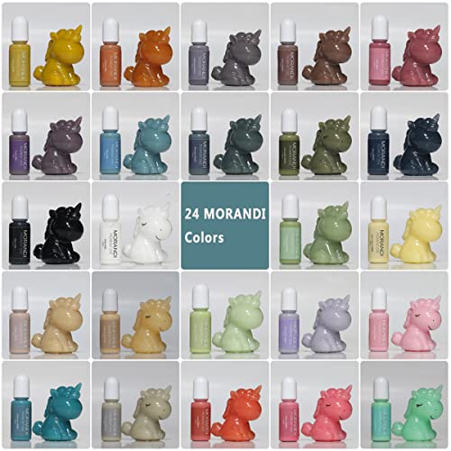 Opaque Epoxy Resin Pigment Liquid - 24 Morandi Pastel Colors UV Resin Dye Colorant