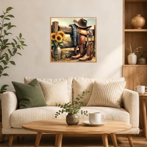 AUKELHJ Framed Paint by Numbers Kit for Adults, Boot;Sunflower, 10x10 inch - color: 14-Boot