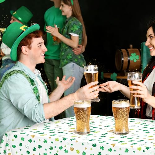 Kochorie 2 Packs St. Patrick’s Day Plastic Shamrock Tablecloth 54" x 108" Waterproof Clover Table Cover for St. Patrick’s Day Party Disposable Table Cloth for Indoor Outdoor Decorations - style: St. Patrick’s Day