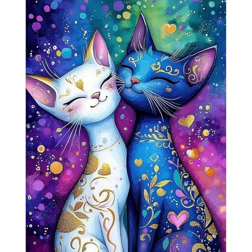 RICUVED Cats Paint by Numbers for Adults, Colorful Paint by Numbers Kit for Adults Beginners, DIY Acrylic Oil Painting on Canvas Easy for Gift Home Wall Decor 16x20 Inch - color: SO023