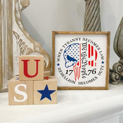 23pcs American Flag Stencil Reusable Patriotic 50 Stars We The People 1776 Stencil Template Drawing Military Flag Stencils for Spray Painting on Wood Wall DIY Crafts Project Shirt Decoration(flag23)