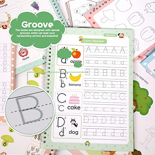 Magic Ink Copybooks for Kids Reusable Handwriting Workbooks for Preschools Grooves Template Design and Handwriting Aid Practice for Kids