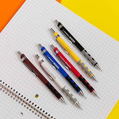 BAZIC PRODUCTS Tritech 0.7mm Mechanical Pencil, 2B Ceramic Lead, 6-Set | 0.7 mm 2B ceramic lead, click-advance, refillable, Eraser under cap, school, office, sketching, notes - color: 2-count (Pencil + Lead), size: 6 Count (Pack of 1)