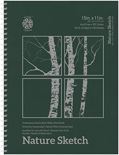 Pentalic Nature Sketch Pad, 15-Inch by 11-Inch - size: 11-inch x 15-inch, 50 Sheet Wire Bound Hard Cover Book