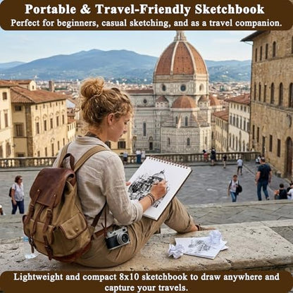Fuxi 8x10 Sketchbook, Top Spiral-Bound Sketch Pads, 100-Sheets_68lb/100gsm - color: Brown, size: 10" x 8" (Pack of 1)