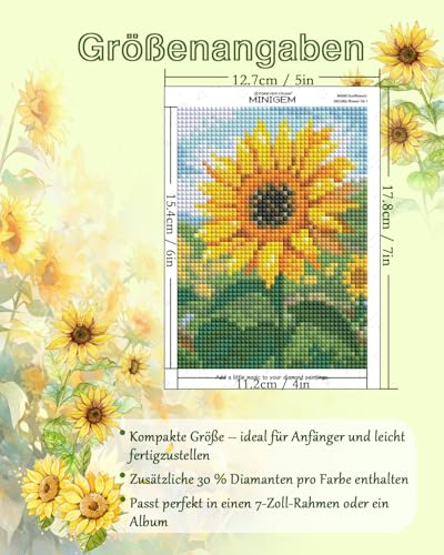 forever young Flowers Small Diamond Art Kits, 5x7 Inch Canvas | 6 PCS DIY square diamond painting kits for beginners and adults, perfect for collecting, display ＆ relaxing stress relief - color: Flower