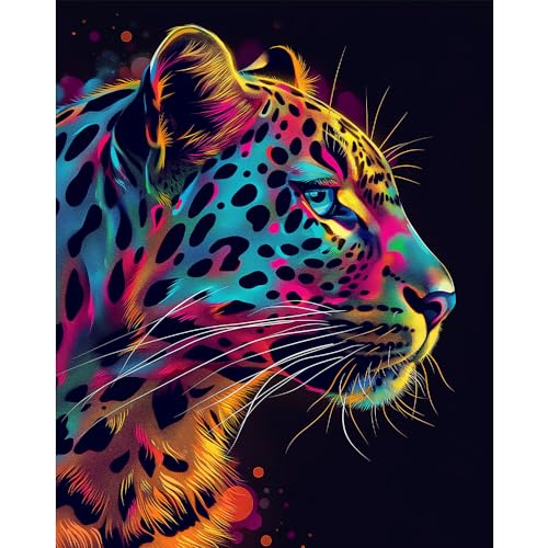 Natuyalo Colorful Cheetah Paint by Numbers Kit for Adults - Animal Paint by Number on Canvas Without Frame, DIY Acrylic Painting for Ideal Gift Home Wall Decor (16x20 Inch) - color: ART-05