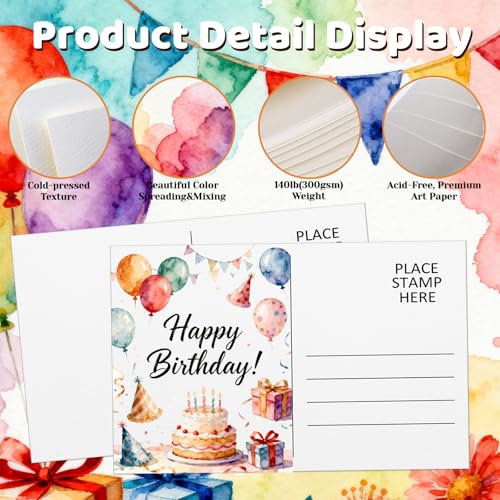 LOTMER 100 Pack 4 x 6 Inch Watercolor Postcards | 100% Cotton 140 lb/300 gsm Blank Watercolor Cards for Painting, Mailing, Invitations, Gift Cards and DIY Art Projects