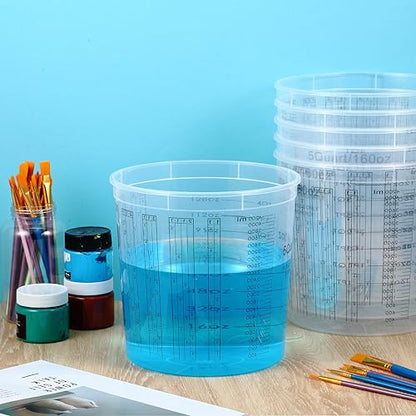 Mifoci 30 Pcs Paint Mixing Cups 5 Quart Graduated Mixing Bucket with 6 Lids - size: 160 oz