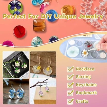 92 Pcs 12 Pack Resin Jewelry Making Kit, Silicone Earring Molds with Gold & Silver Hooks & Jump Rings, Flexible Non-Stick Molds for Epoxy Resin Casting, DIY Craft