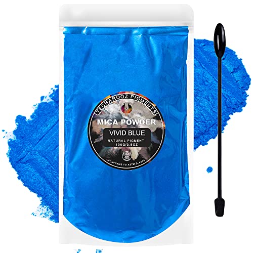 Vivid Blue Mica Powder for Epoxy Resin 100g / 3.5oz.Sealed Bag- Techarooz 2 Tone Resin Dye Color Pigment Powder for Lip Gloss, Nails, Colorant for Bath Bombs Soap Making & Polymer Clay - color: Vivid Blue