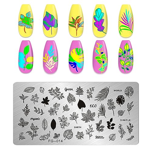 AddFavor Nail Stamper Kit 7pcs Nail Stamping Plates Flower Animal Flame Leaves Image Nail Stencils with 2 Stamp and 2 Scraper for Home Salon Manicure Design Supplies Tools - color: Style E