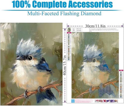 WUDWL Blue Bird Diamond Art Kits for Adult Diamond Painting Kits for Adults | Birds on Tree DIY Diamond Painting Kits 5D Diamond Dots Gem Art Crafts with Tools,Round Full Drill 12x16inch - color: DP04745