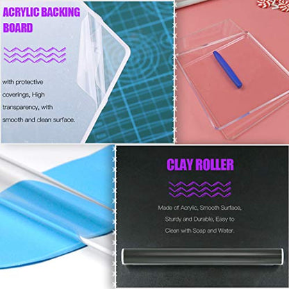 Swpeet 24Pcs Modeling Clay Sculpting Tools Kits, Painting Brush, Wooden Dotting Tools, Ball Stylus Tool, Plastic Ball Rod Stylus Modeling Tools, Clay Roller, Clay Scarper for Modeling Clay - color: N0.2 24Pcs Modeling Clay Sculpting Tools Kit