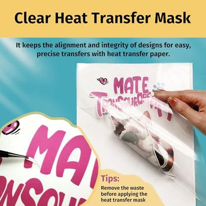 TransOurDream Heat Transfer Mask & Iron on Tape (10 Sheets, 8.5x11")- Iron-On Clear Positioning Film for Dark Transfer Paper & Printable HTV on Shirts - color: Mask-dark, size: 10 Sheets