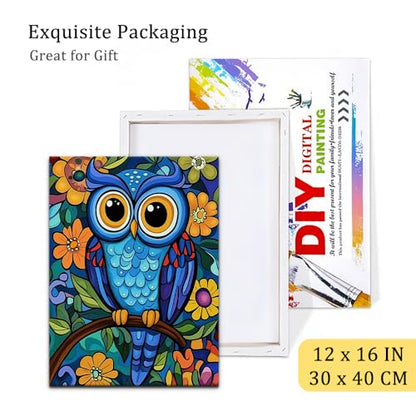 Natuyalo Framed Paint by Numbers Kit for Adults Beginners, Owl Easy Paint by Number with Frame, Animals Acrylic Paint by Number Kits on Canvas 12x16 Inch - color: Color-06