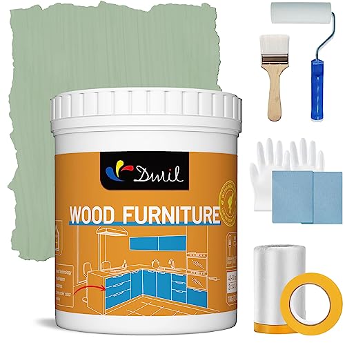 DWIL Acrylic Wood Paint for Furniture - Semi-Gloss, Suitable for Wood Surface Renovation, Non-Toxic & Odorless, Eco-Friendly & Healthy (32oz with Tools, French Light Green) - color: French Light Green