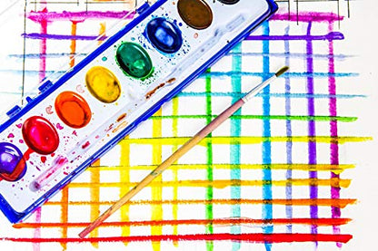 Color Swell 8 Color Bulk Watercolors with Wood Brushes, 36 Pack