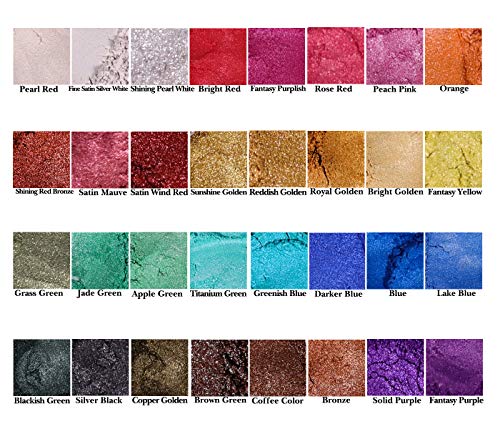 SEISSO Mica Powder for Epoxy Resin, 32 Colors, 0.18 oz(5g) Bottles Mica Pigment Powder for Lip Gloss, Soap Making, Bath Bomb, Art Crafts, Resin Dye, Nails, Gift for Christmas New Year - color: 32 Colors