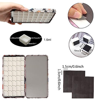 Honbay Watercolor Tins Palette Paint Case with 40pcs Plastic Half Pans (Flower) - color: Daisy
