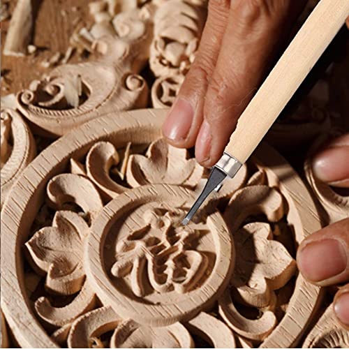 4Pcs Wood Carving Knife Set - Manual Sharpener, Wood Engraving & Rubber Stamp Pattern Carving Tools for Craft Projects (#1) - color: #1