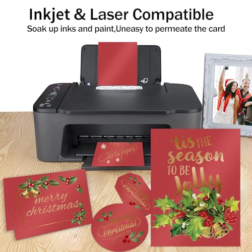 Red Shimmer Cardstock 8.5 x 11 Red Paper | Goefun 24 Sheets 80lb Red Card Stock Printer Paper for Christmas, Invitations, Certificates, Valentines Day, Card Making - color: red