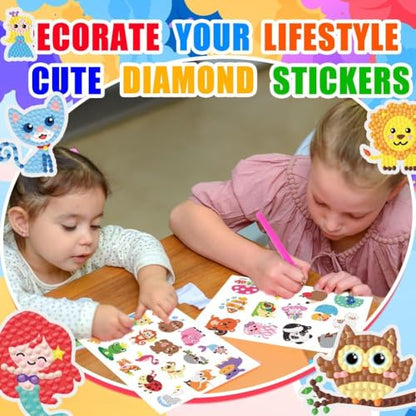 Labeol Diamond Art Kits for Kids Boys and Girls Ages 6-8-10-12 Easy to DIY Creative Diamond Art Sticker Craft by Numbers Kits for Kids and Adult Beginners (Colorful Animal) - style: Colorful animal